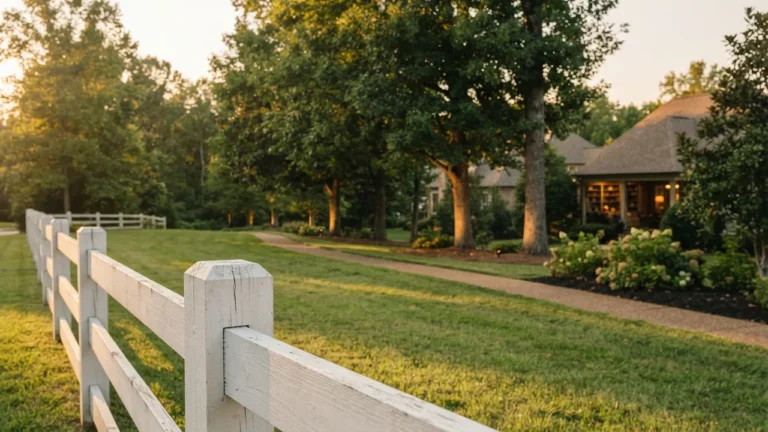 An illustrative Carolina Piedmont neighborhood green at golden hour in late summer, a stand-in scene for this Fort Mill school enrollment report rather than a photograph of any Fort Mill school.
