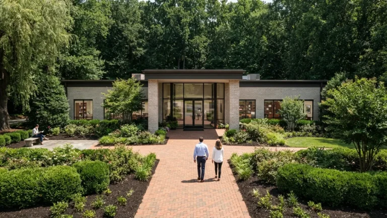 Illustrative landscaped medical office frontage, not one of the pediatricians in Matthews NC named in this guide