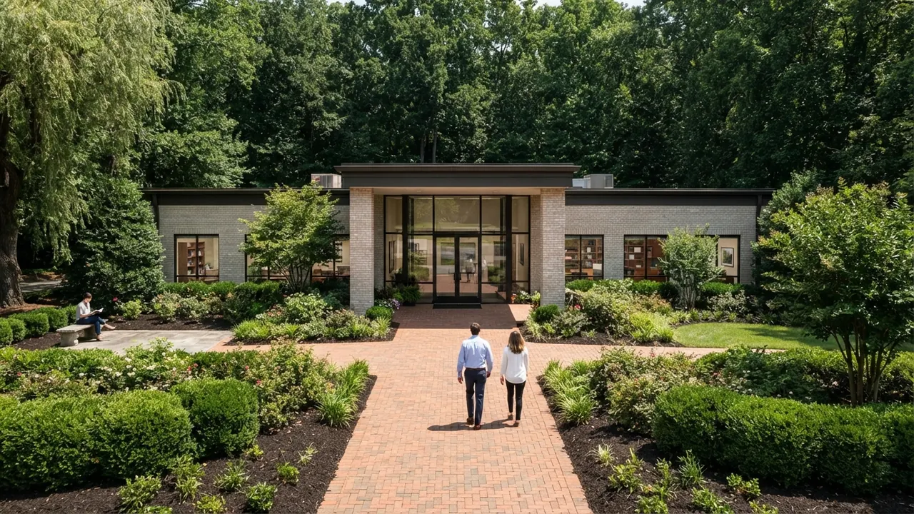 Illustrative landscaped medical office frontage, not one of the pediatricians in Matthews NC named in this guide